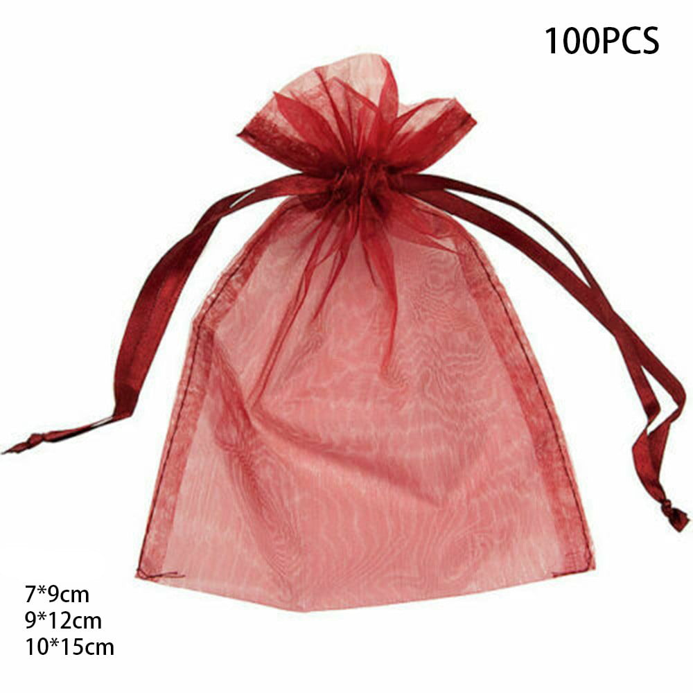 10 Organza Bags Jewellery Pouches Wedding Favour Party Mesh Drawstring Gift Cake 