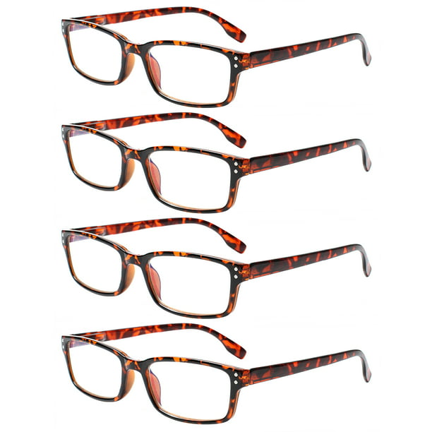 4 Pack Classic Premium Reading Glasses Spring Hinge HD Reader - Walmart.com