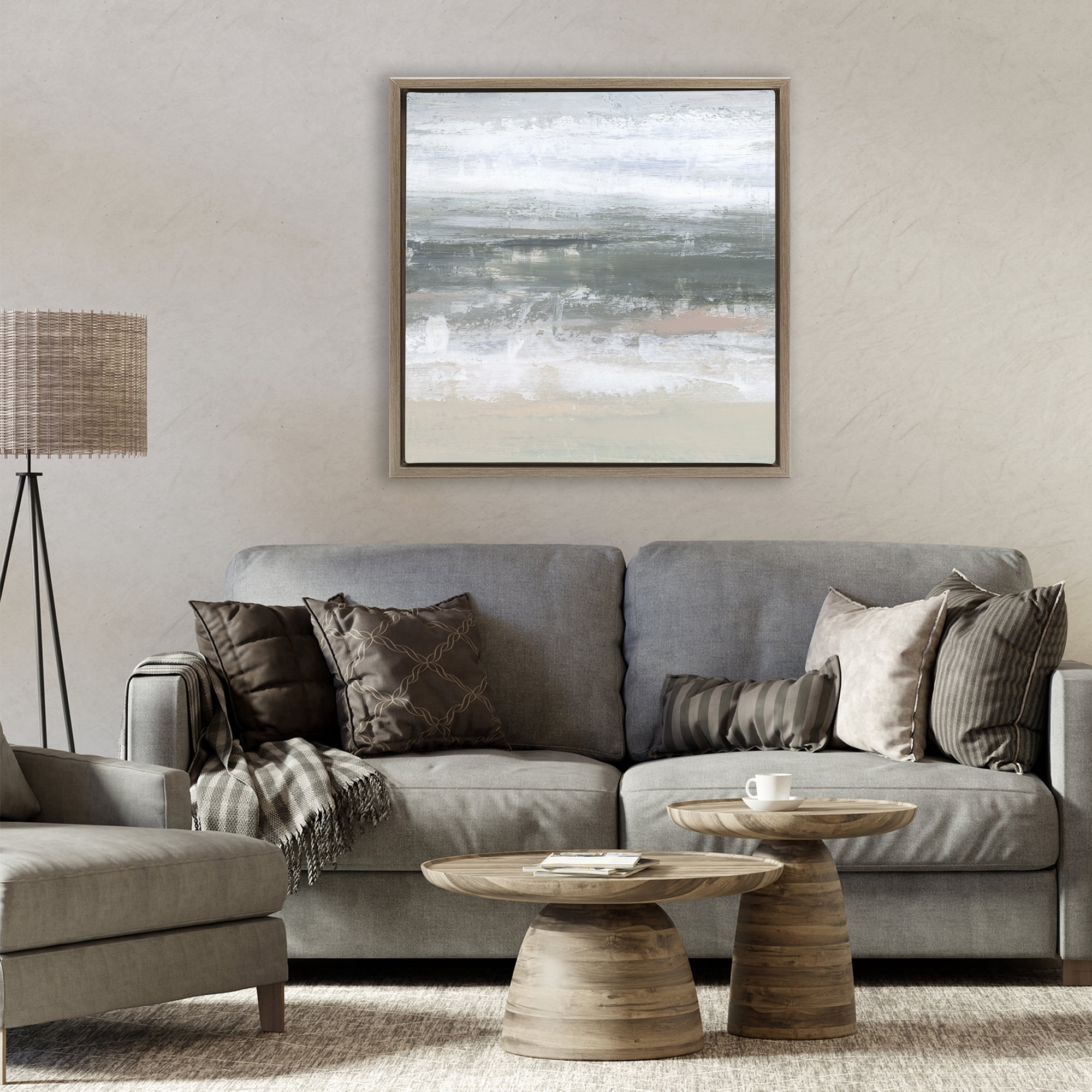 Stupell Industries Subdued Pastel Tides Brown Framed Floater Canvas Wall Art, design by Ethan Harper