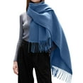 thumbnail image 3 of SUSUSU Ladies' Winter Scarf, Solid Color with Tassels, Warm Wrap Design, 3 of 4