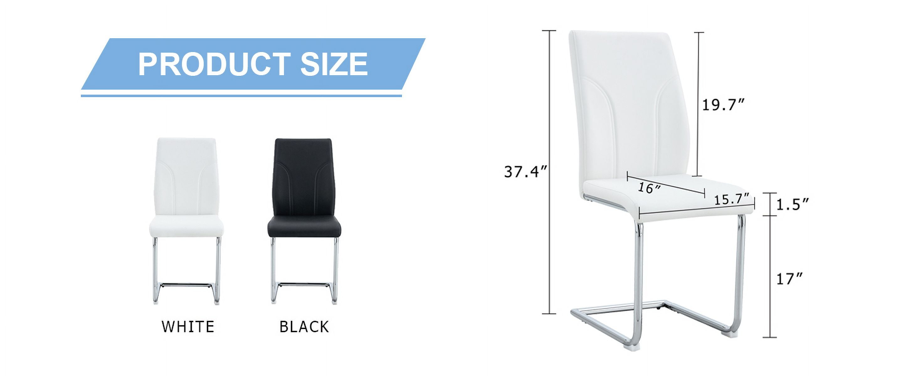 White PU Dining Chairs Set of 4 - Modern Kitchen Chairs with High Back, Sturdy Legs, 15.7" Seat, for Dining Room, Restaurant