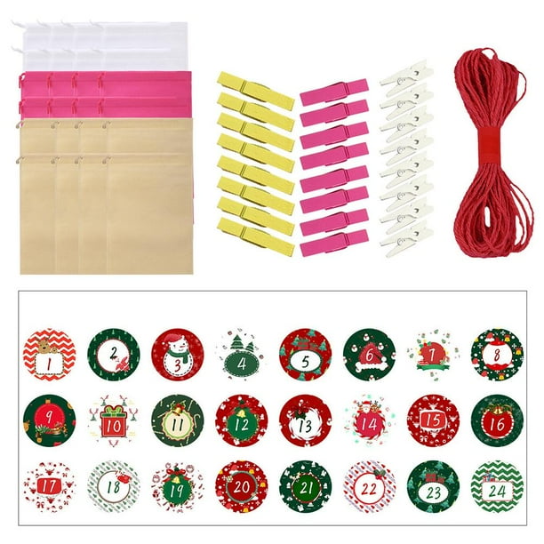 Bolsas De Tela Navideñas, Juego De Regalo Con Cordones, Bolsas De Regalo De Navidad, Decoración De Árbol De Navidad Para La Familia, Regalos Diy De Nochebuena 24 Uds. Scienceny HA038078-00