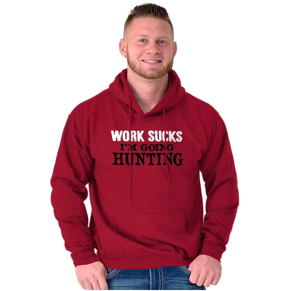 Work Sucks Going Hunting Funny Unisex Plus Fleece Graphic Hoodie Brisco Brands 2X