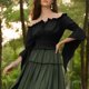 thumbnail image 3 of Neewe Womens Classic Plain Renaissance Peasant Blouse Off Shoulder Long Sleeve Trumpet Sleeve Tops, 3 of 5