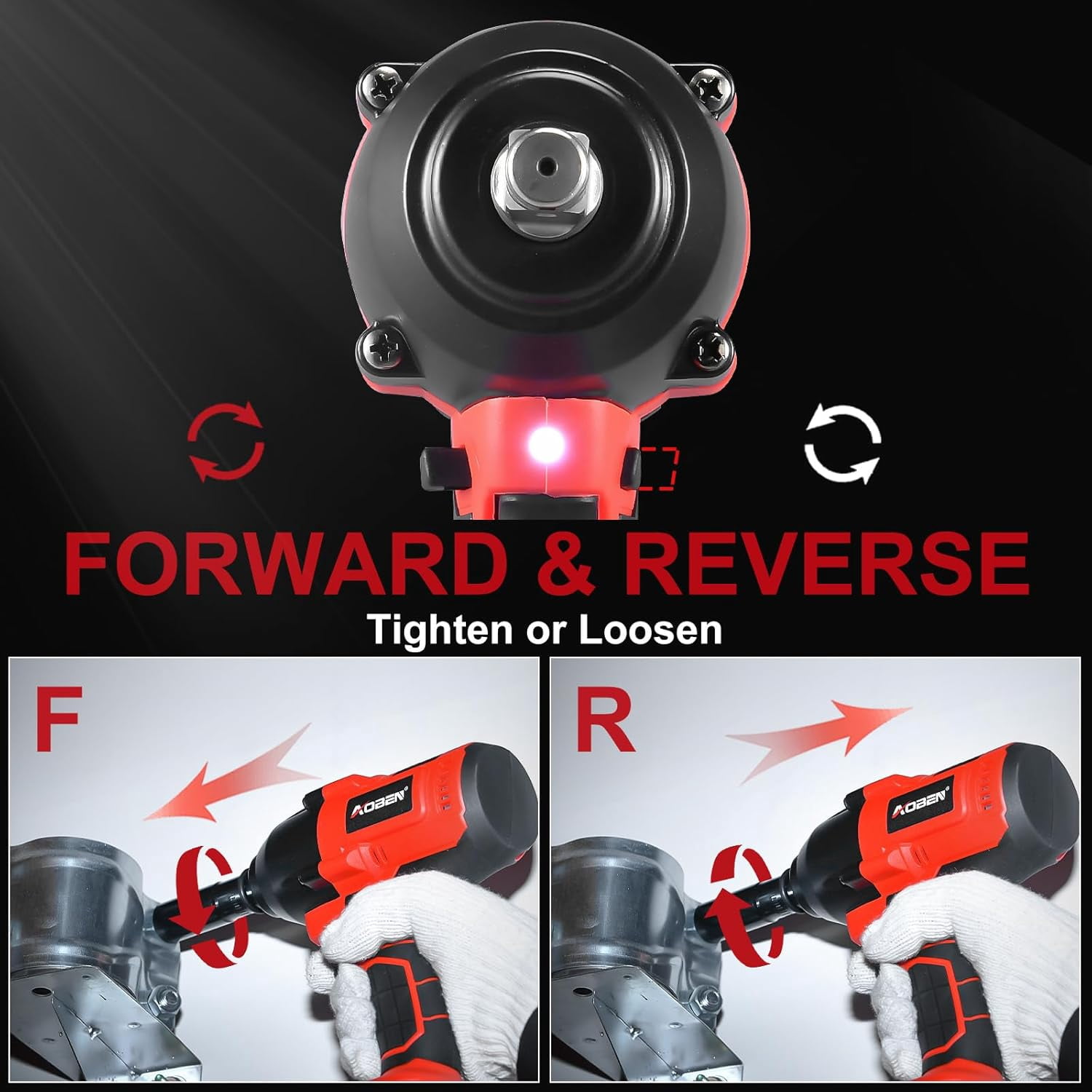 Cordless Impact Wrench 1/2 Inch, Power Impact  Kit,  600N. M/450Ft-lbs High Torque  Impact Driver for  RV , 4.0Ah , , 6 Sockets & Storage Tool Case