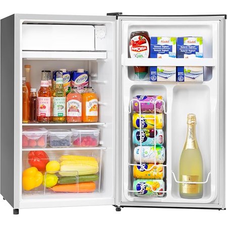 Manastin 3.2 Cu.ft Mini Fridge Energy Saving Compact Refrigerator with Reversible Door, Silver