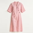 thumbnail image 6 of Bxsruta Women's Casual Faux Wrap Midi Dress with Short Sleeves and Side Pockets, Relaxed Fit V-Neck, Lightweight Breathable Comfortable Fabric for Everyday Wear, 6 of 8