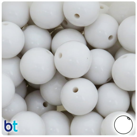 BeadTin White Opaque 20mm Round Plastic Craft Beads (10pcs)