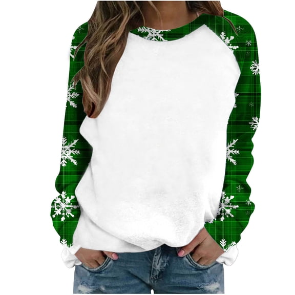 qucoqpe Womens Christmas Sweatshirt Long Sleeve Shirts Graphics Pullover Top for Women