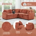 thumbnail image 6 of Modular Sectional Sleeper Sofa with Pull Out Bed, 82" Convertible L-Shaped Couch with Storage Seat, 5 Seat Chenille Cloud Couch for Living Room, Orange, 6 of 9