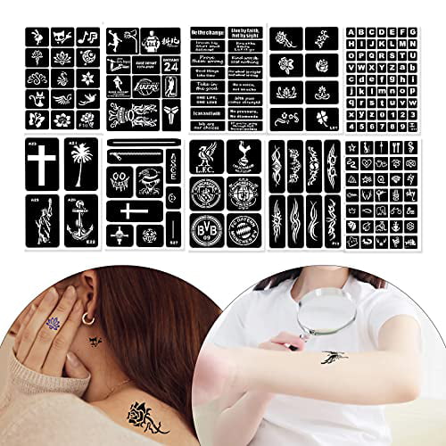 TinkTac 20 Sheets Temporary Tattoo Stencils/Templates, Henna