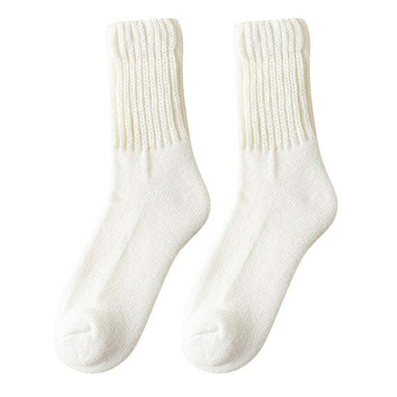 Ankle Socks - Women Solid Color Socks Mid Tube Autumn and Qinter All Long Tube Pure Colored Pile Socks, Socks for Women,Color: White Size: One Size