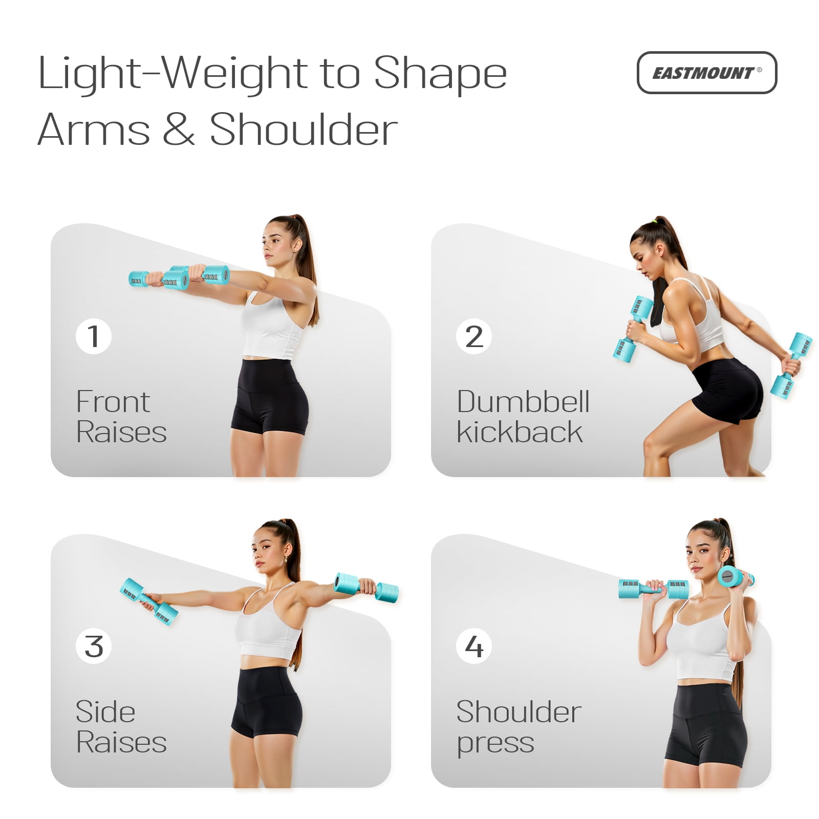 EAST MOUNT Adjustable Dumbbells Set of 2 - Women Hand Weights 2lb/3lb/4lb/5lb Weight Set 10 lbs/Pair Hand Weights for Home Office Gym Workout