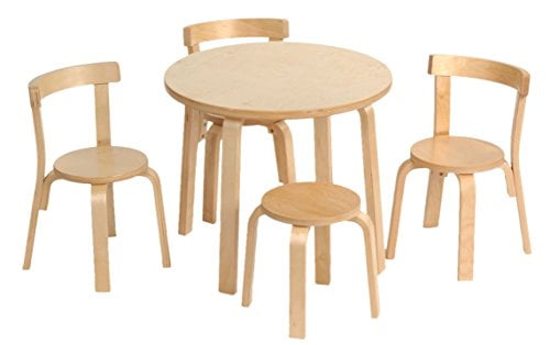 Photo 1 of Kids Table Chair Set - Svan Play with Me Toddler Set with 3 Chairs and Stool - 100 Wood (Natural)