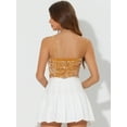 thumbnail image 3 of DARING DIVA Women's Velvet Spaghetti Strap Glitter Sequin Cami Top L Champagne Gold, 3 of 6