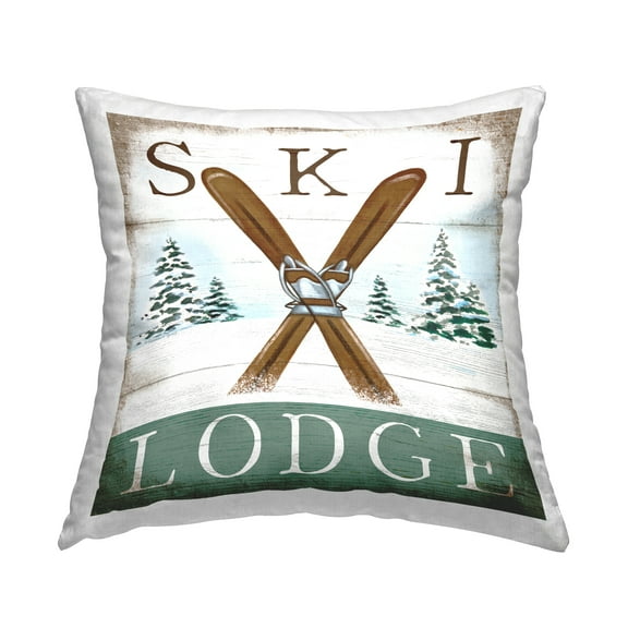 Stupell Industries Vintage Ski Lodge Decorative Printed Throw Pillow, 18 x 18