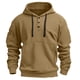 thumbnail image 4 of Sudadera con capucha para hombre, color liso, a la moda, con bolsillo, botón, cordón, informal, deportiva, de manga larga, cárdigan con capucha, sudadera para hombre, blusa de poliéster, 4 of 5