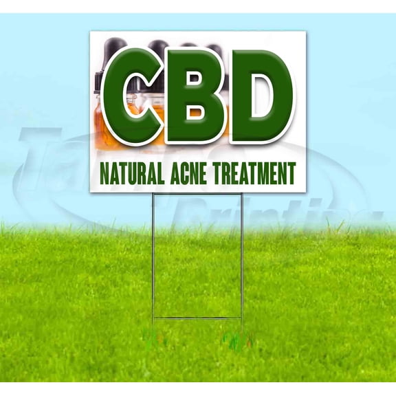 Cbd Natural Acne Treatment (18" x 24") Yard Sign, Includes Metal Step Stake