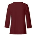 thumbnail image 4 of Sevevn Women Summer Fashion Casual Solid Tessel Half-Sleeve Round Neck Top Blouse Summer Gift Wine XXL, 4 of 5