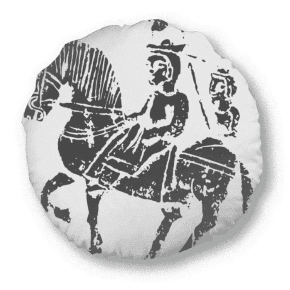 China Wei Jin Dynasties Horse Riding Pattern Round Throw Pillow Home Decoration Cushion