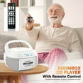 thumbnail image 4 of CD Player Boombox Cassette Player Combo With BT, AM/FM Radio, Stereo Sound With Remote Control, AUX/USB Drive, Tape Recording, AC/DC Powered, Headphone , LCD Display For Home, Gift, 4 of 8