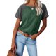 thumbnail image 2 of Pntutb moda mujer color sólido empalme cuello redondo casual mangas cortas tops Pntutb Pntutb-1916, 2 of 7