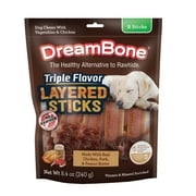 Dreambone Triple Flavor Layered Sticks, Rawhide-Free Chews for Dogs, 8 Count