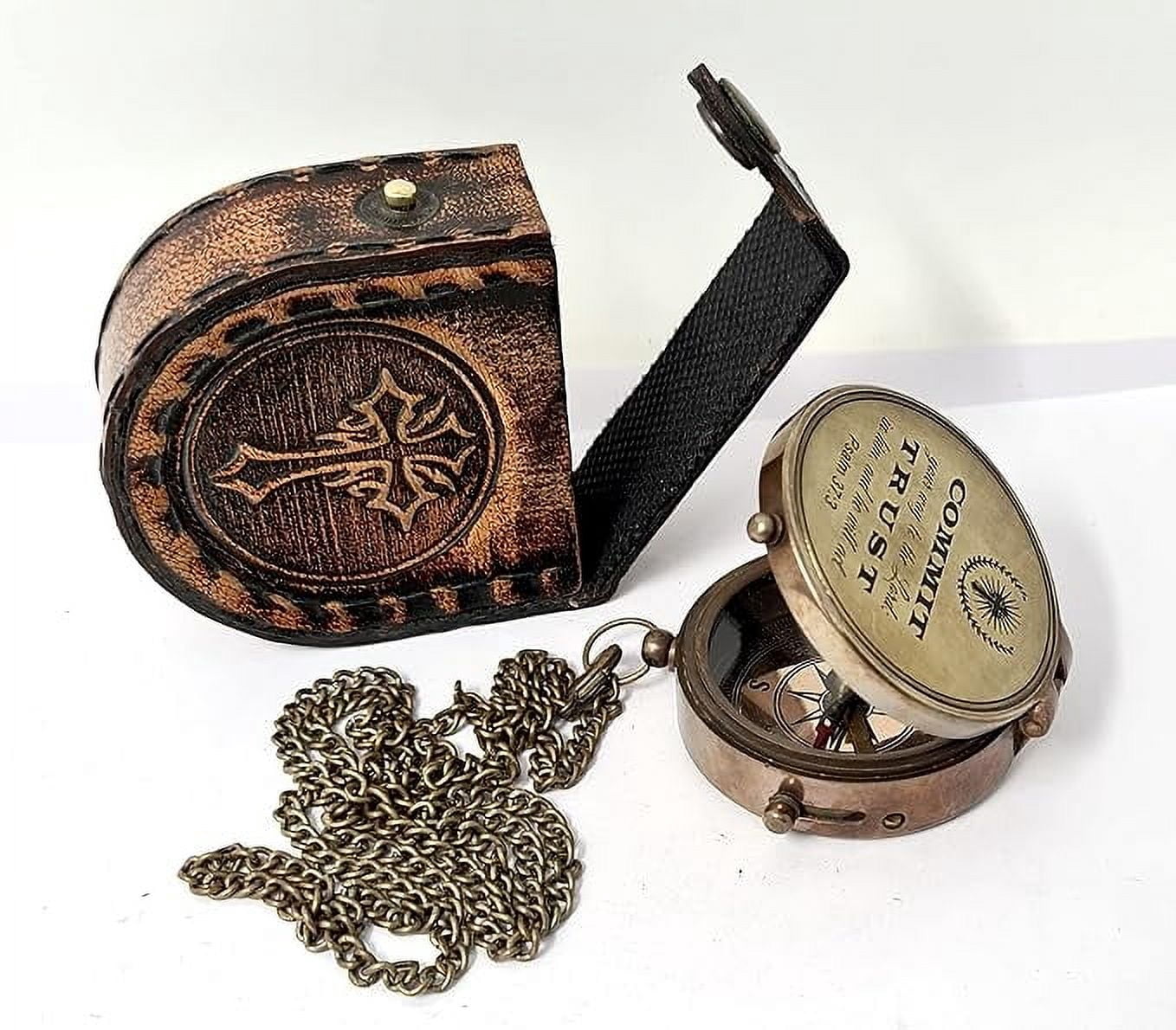 Maritime treasures Instruments Brass Compass Engraved Gift for Son, Grandson, Daughter, Baptism, Confirmation Communion Godson Church Graduation Day Psalm 37:3