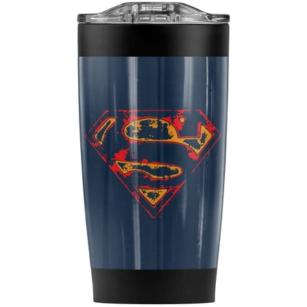 Superman Super Distressed Stainless Steel Tumbler 20 oz Coffee Travel Mug/Cup, Vacuum Insulated & Double Wall with Leakproof Sliding Lid | Great for Hot Drinks and Cold Beverages