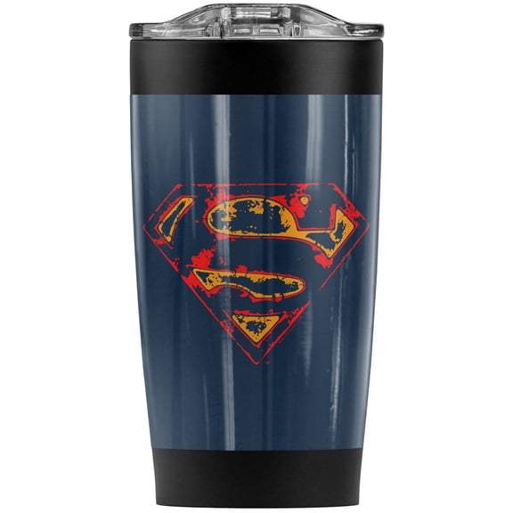 Superman Super Distressed Stainless Steel Tumbler 20 oz Coffee Travel Mug/Cup, Vacuum Insulated & Double Wall with Leakproof Sliding Lid | Great for Hot Drinks and Cold Beverages