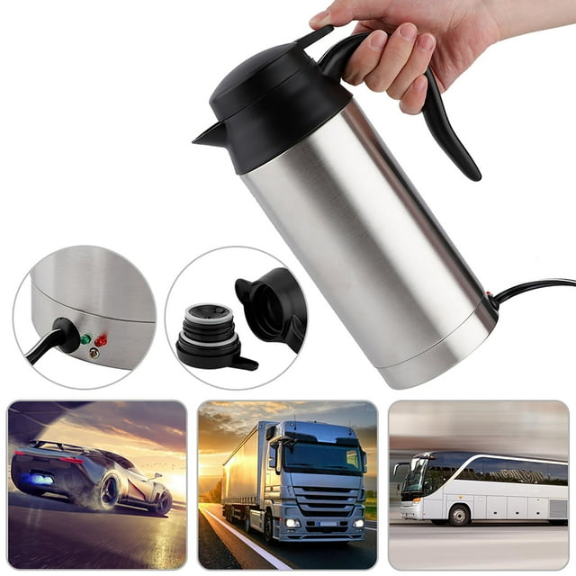 Water Heating Cup, Stainless Steel Heat Keeping Sealed Car Kettle, Temperature Control For Tea Coffee With Plastic Handle