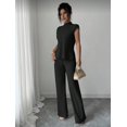 thumbnail image 3 of EASYBRA Women Casual Ribbed Two Piece Outfit Short Sleeve T Shirt and Long Pants Lounge Set Comfortable Everyday Fashion, 3 of 7