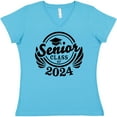thumbnail image 3 of Inktastic Senior Class of 2024 in Black with Graduation Cap Women's V-Neck T-Shirt, 3 of 5