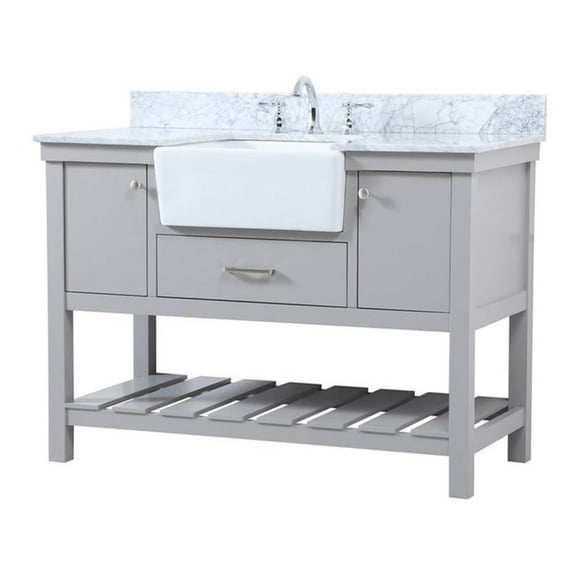Elegant Kitchen and Bath 48 inch Single bathroom vanity in grey with backsplash