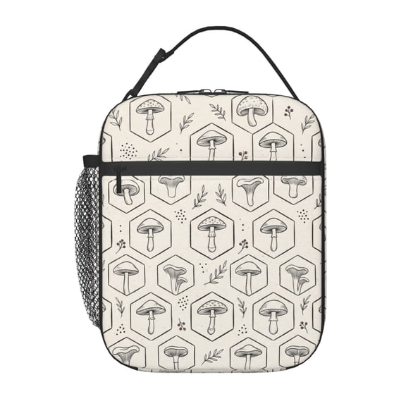 Mushroom Insulated Lunch Bag Reusable Leakproof Lunch Box Food Tote Container With Side Pocket For Work Office Picnic Trave