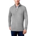 thumbnail image 1 of Geoffrey Beene suéter con cremallera de 1/4 y yugo acanalado para hombre, gris, extragrande, 1 of 1
