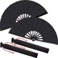 thumbnail image 1 of Abaniceros plegables de seda Maitys Festival Tai Ji negros (paquete de 2), 1 of 7