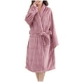 thumbnail image 2 of Aloohaidyvio Plush Fleece Bathrobe for Women,Long Robe with Belt, Warm and Cozy Fluffy Sleepwear Nightgown, 2 of 7