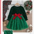 thumbnail image 6 of NAISIBABY Girls Christmas Dresses, Ruffles Long Sleeve Sequin Tulle Bowknot Fall Winter Party Velour Dresses Green 1T, 6 of 9