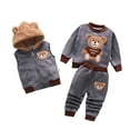 thumbnail image 2 of Esaierr 3PCS Boys Girls Cute Vest Hooded Jacket Sweatshirts Padded Pants Outfits for Baby Toddler Tops Pants Winter Thickening Set, 2 of 5