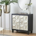 thumbnail image 3 of DecMode Black Modern Rectangular Wood Cabinet with Crescent Moon Pattern, 31"W x 32"H, 3 of 18