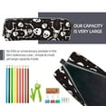 thumbnail image 5 of Pofeuu Skeleton Print Leather Pencil Case, Leather Pencil Pouch Large Capacity, Big Pencil Pouch with Zipper Vintage Pen Bag Fountain Pen Holder, 5 of 7