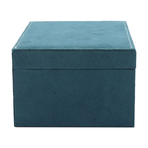 Toolven Green Jewelry Organizer Box – Multi-Layer Suede Fabric Jewelry Case with Stackable Compartments and Metal Handle
