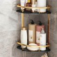 thumbnail image 3 of Triangular Commodity Shelf Double-Layer Hollowed Aircraft Aluminum Punch-Free Hanging Storage Rack Bracket for Kitchen Bathroom Wall Corner, 3 of 9