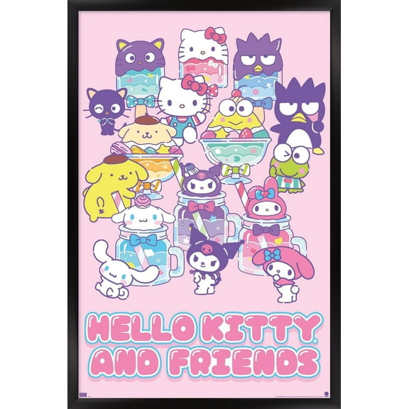 Hello Kitty and Friends: 24 Summer Fresh - Group Wall Poster, 14.725" x 22.375" Framed