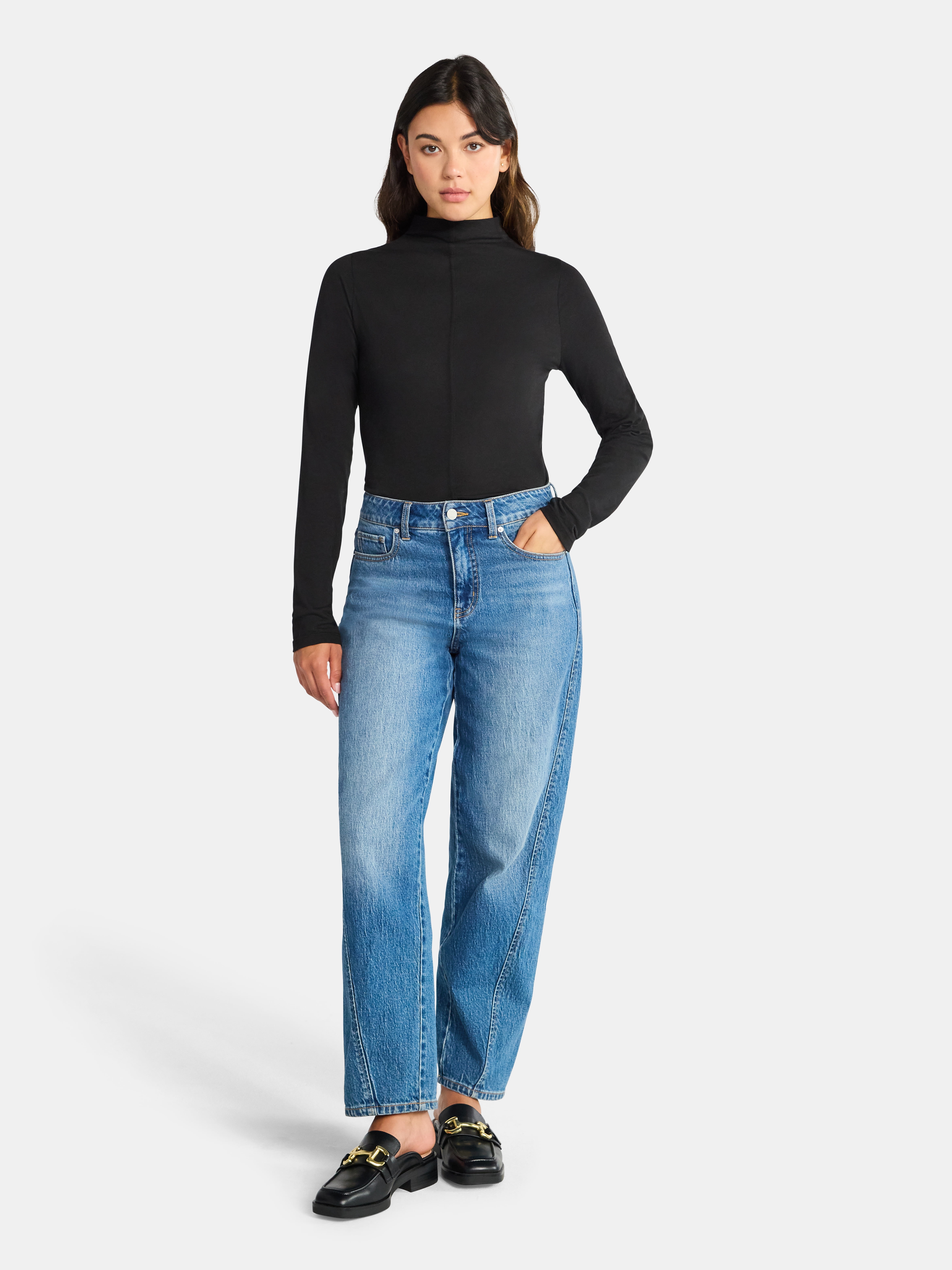 Time and Tru Women's Tissue Like Turtleneck Top, Sizes XS-XXXL