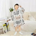 thumbnail image 6 of FORMRS Wearable Blanket Hoodie with Sleeves for Kids Cozy Flannel Sweatshirt, Gray Cat Pattern, 6 of 7