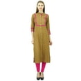 thumbnail image 4 of Phagun Womens Rayon Straight Tunic Kurta Open Front Kurti Mandarin Collar Indian Top, 4 of 9