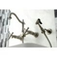 thumbnail image 4 of Kingston Brass KS1268AXBS Heritage Wall Mount Bridge Kitchen Faucet with Brass Sprayer, Brushed Nickel, 4 of 5