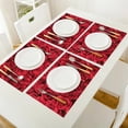 thumbnail image 4 of Red Rose Flower Bouquet Plant Kitchen Placemat Set Coaster Dining Table Mats Cotton Linen Pad Bowl Cup Mat Home Decor, 4 of 5